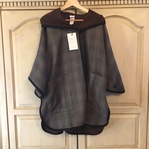 Plaid Hooded Cape Coat Size XS/S